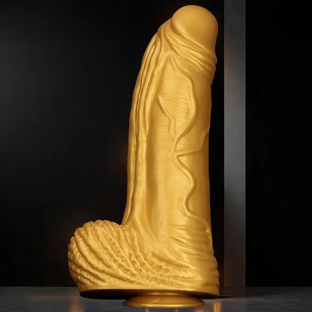 Gold silicone realistic dildo, photo 4