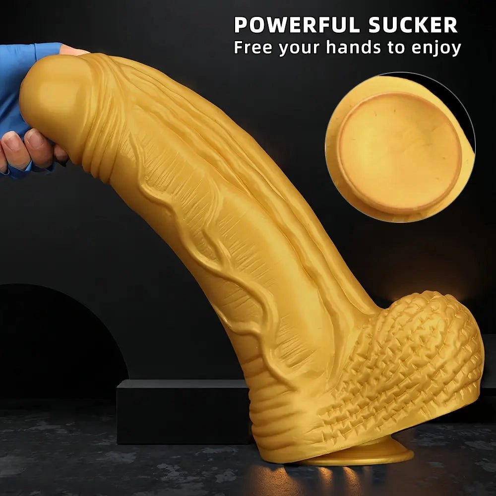 Gold silicone realistic dildo, photo 5