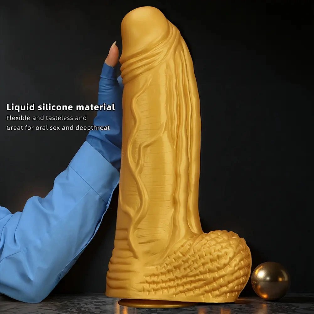 Gold silicone realistic dildo, photo 6