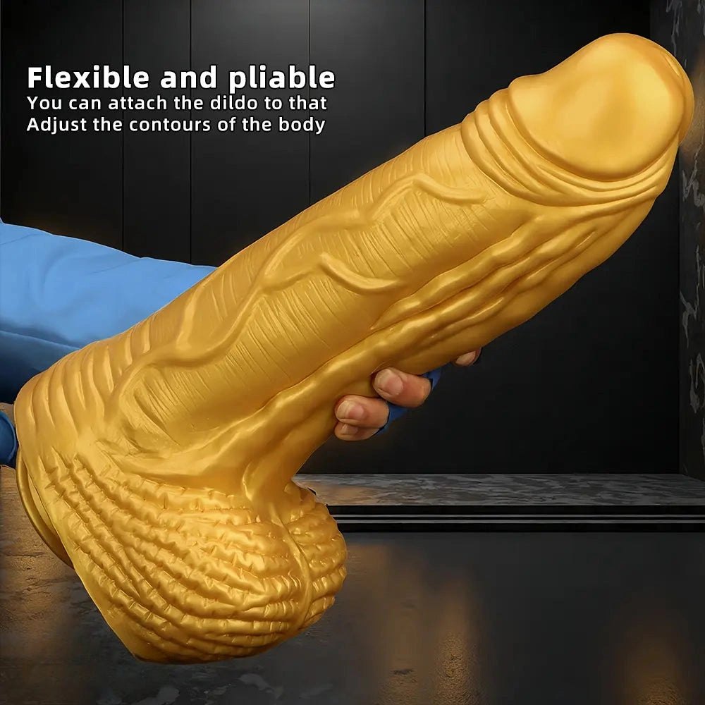 Gold silicone realistic dildo, photo 7