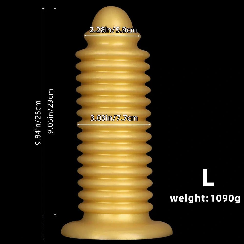 Gold silicone ribbed anal plug, photo 11