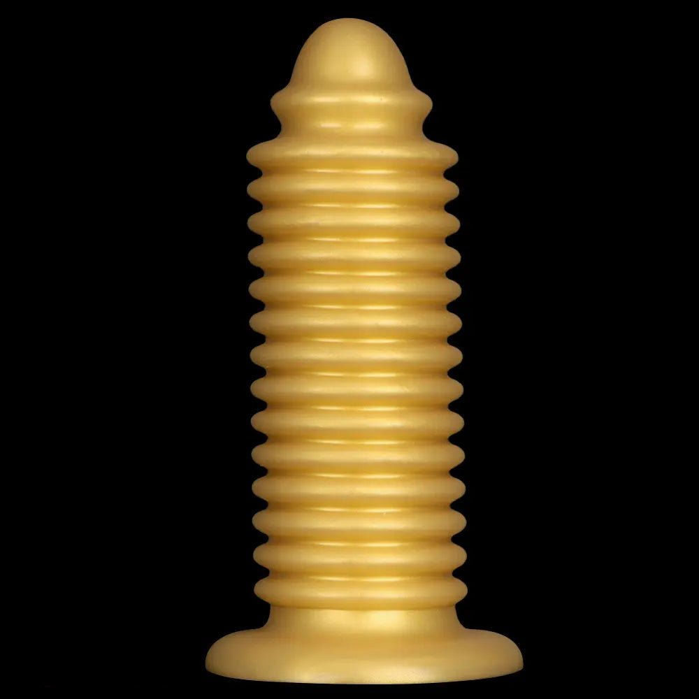 Gold silicone ribbed anal plug, photo 13