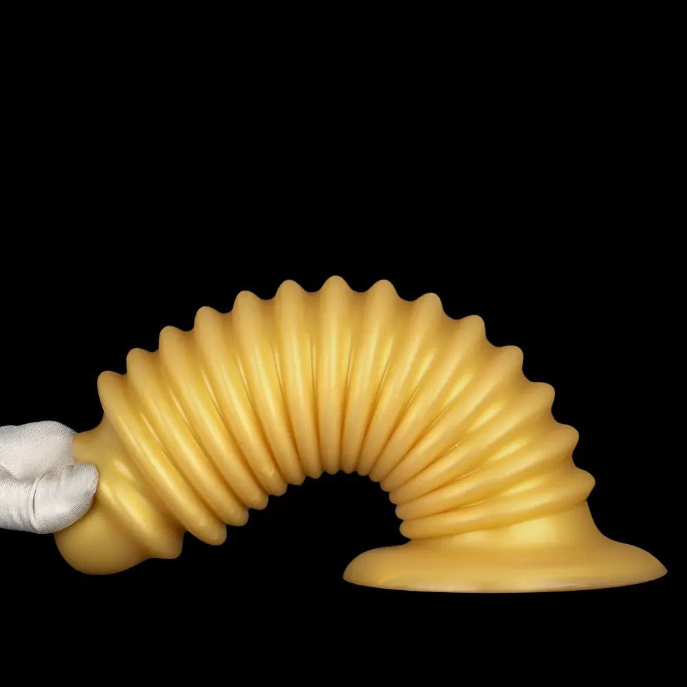 Gold silicone ribbed anal plug, photo 14