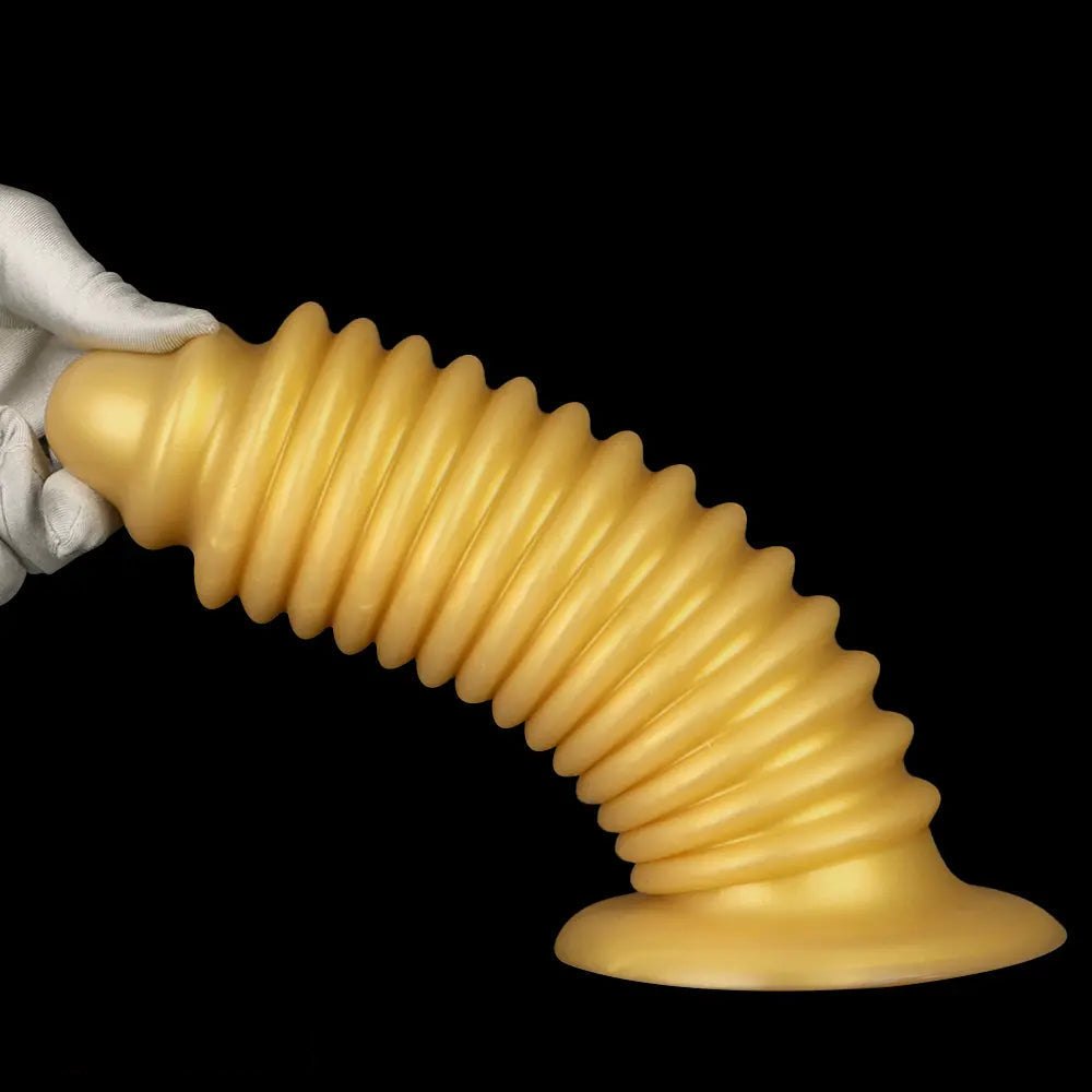 Gold silicone ribbed anal plug, photo 15