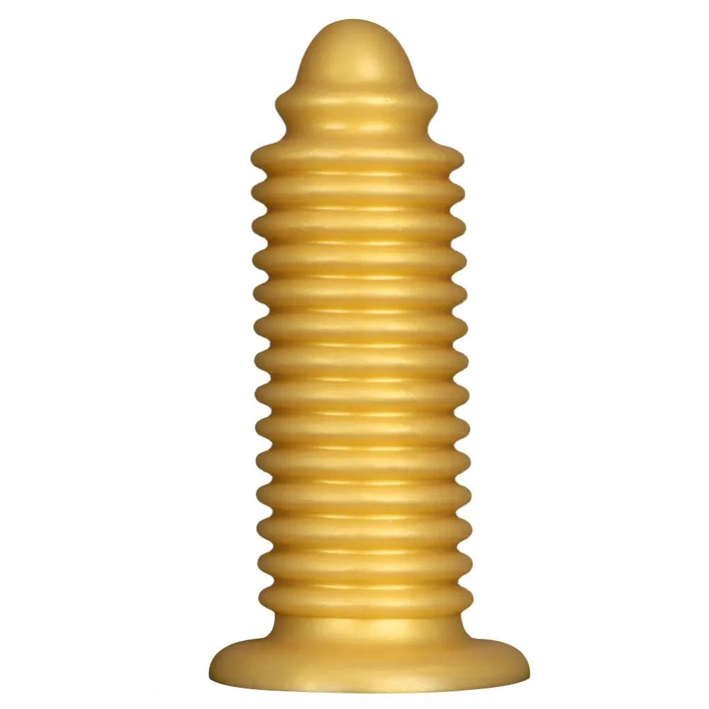 Gold silicone ribbed anal plug, photo 2