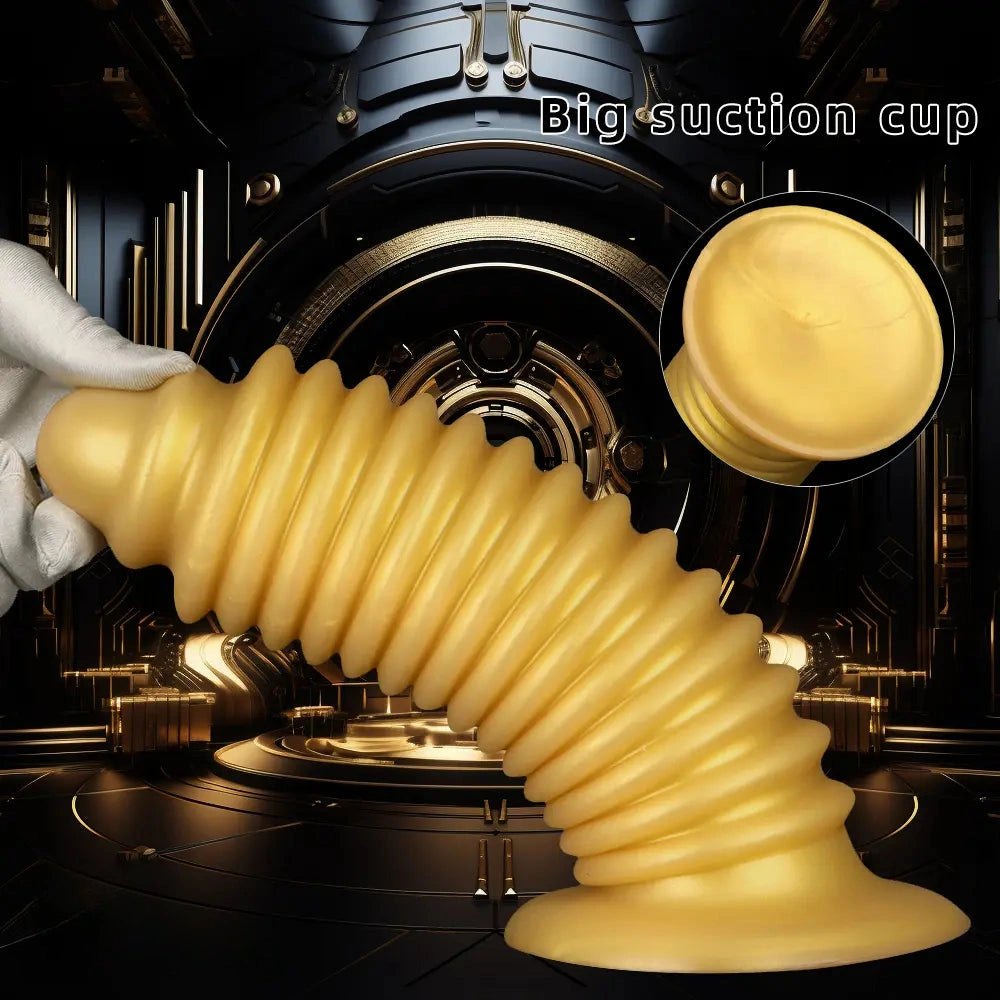 Gold silicone ribbed anal plug, photo 6