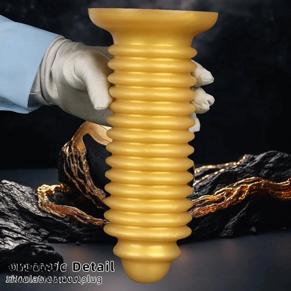 Gold silicone ribbed anal plug, photo 7