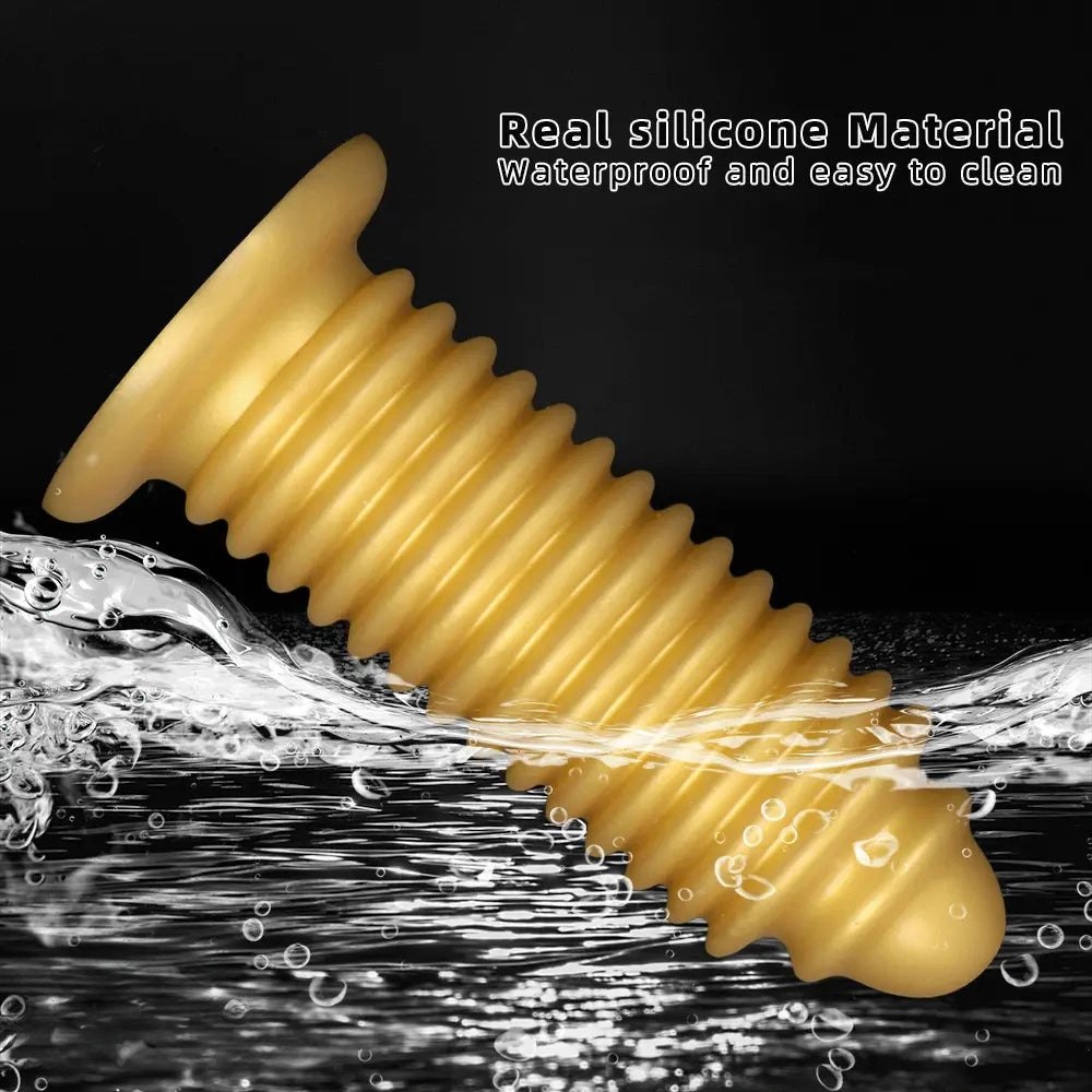 Gold silicone ribbed anal plug, photo 8