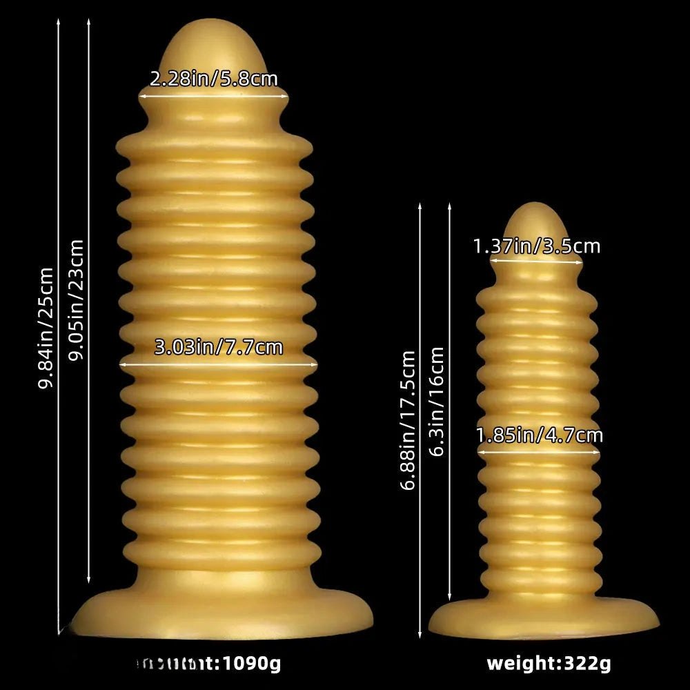 Gold silicone ribbed anal plug, photo 9