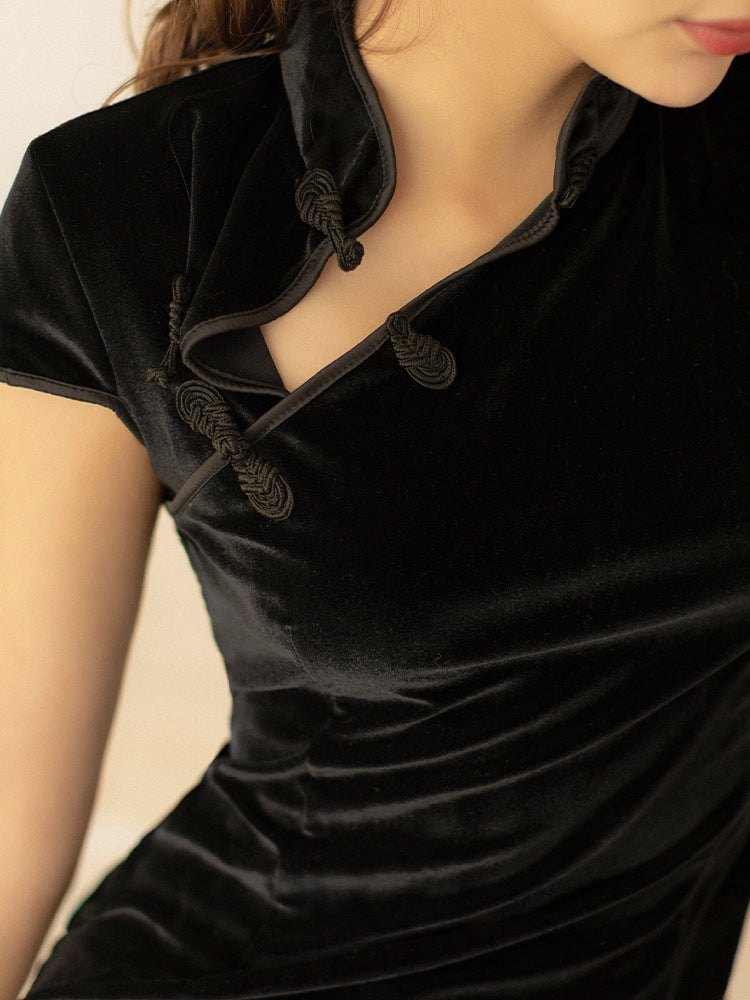 Gold velvet cheongsam roleplay nightgown, photo 3