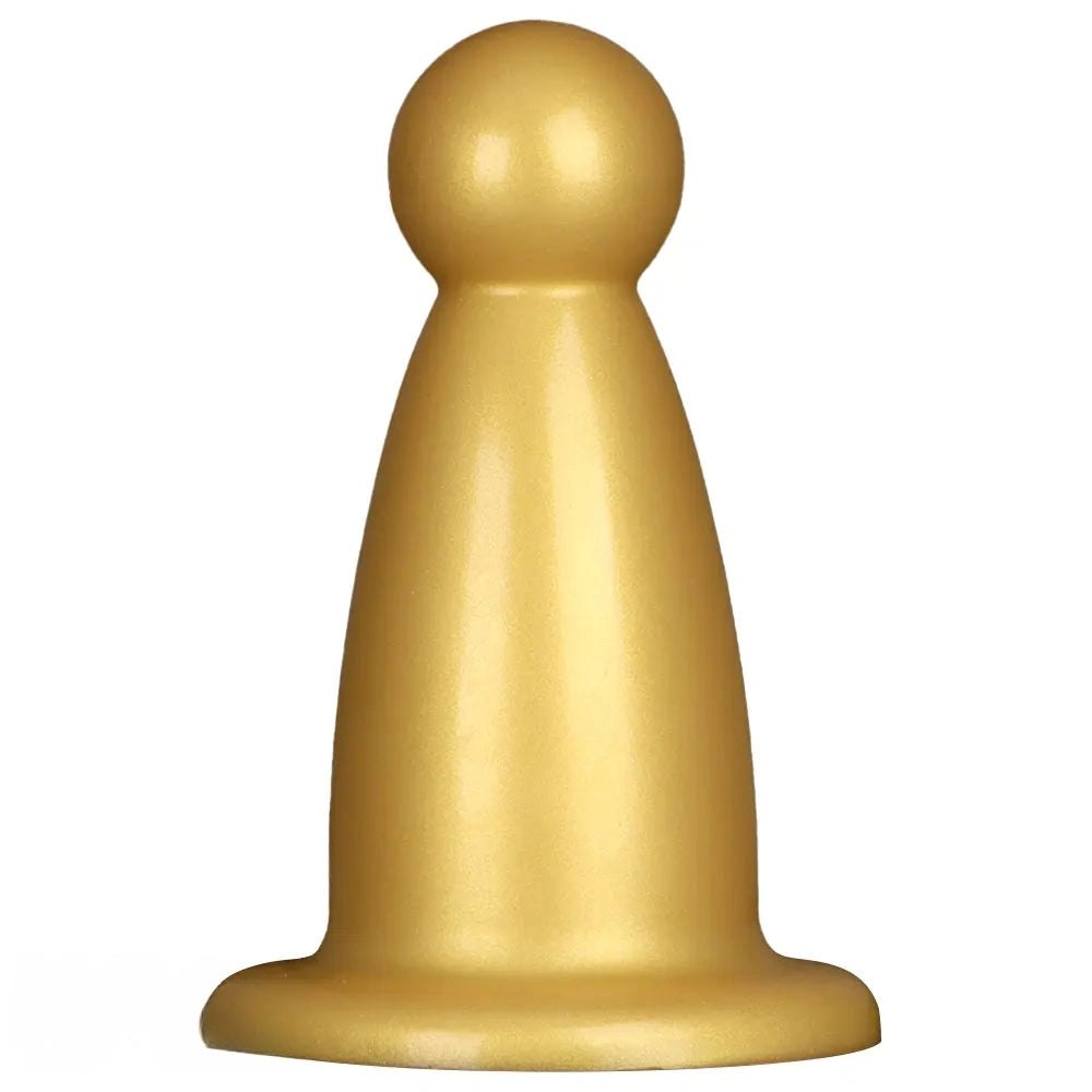 Gold ball-top silicone butt plug, photo 1