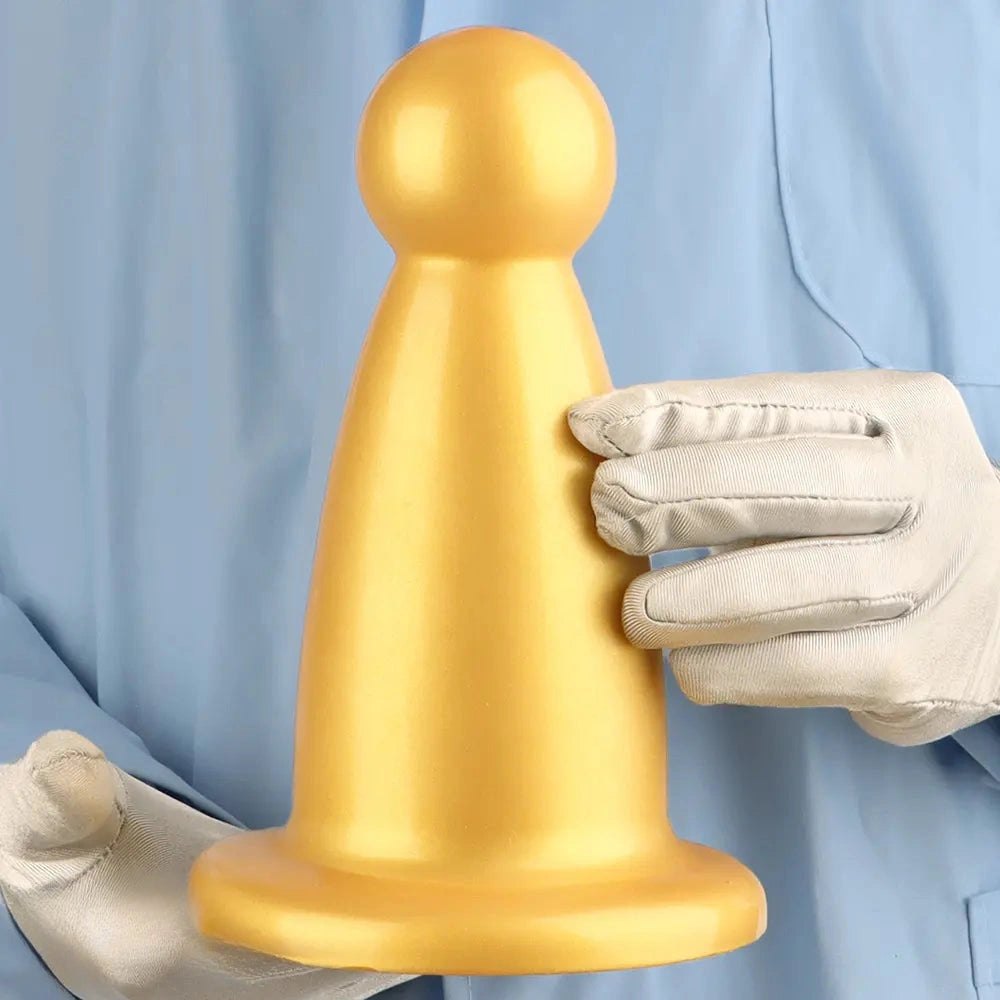 Gold ball-top silicone butt plug, photo 13