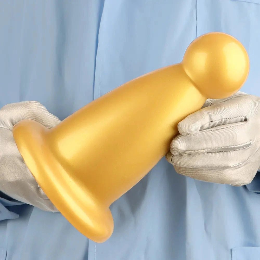 Gold ball-top silicone butt plug, photo 14