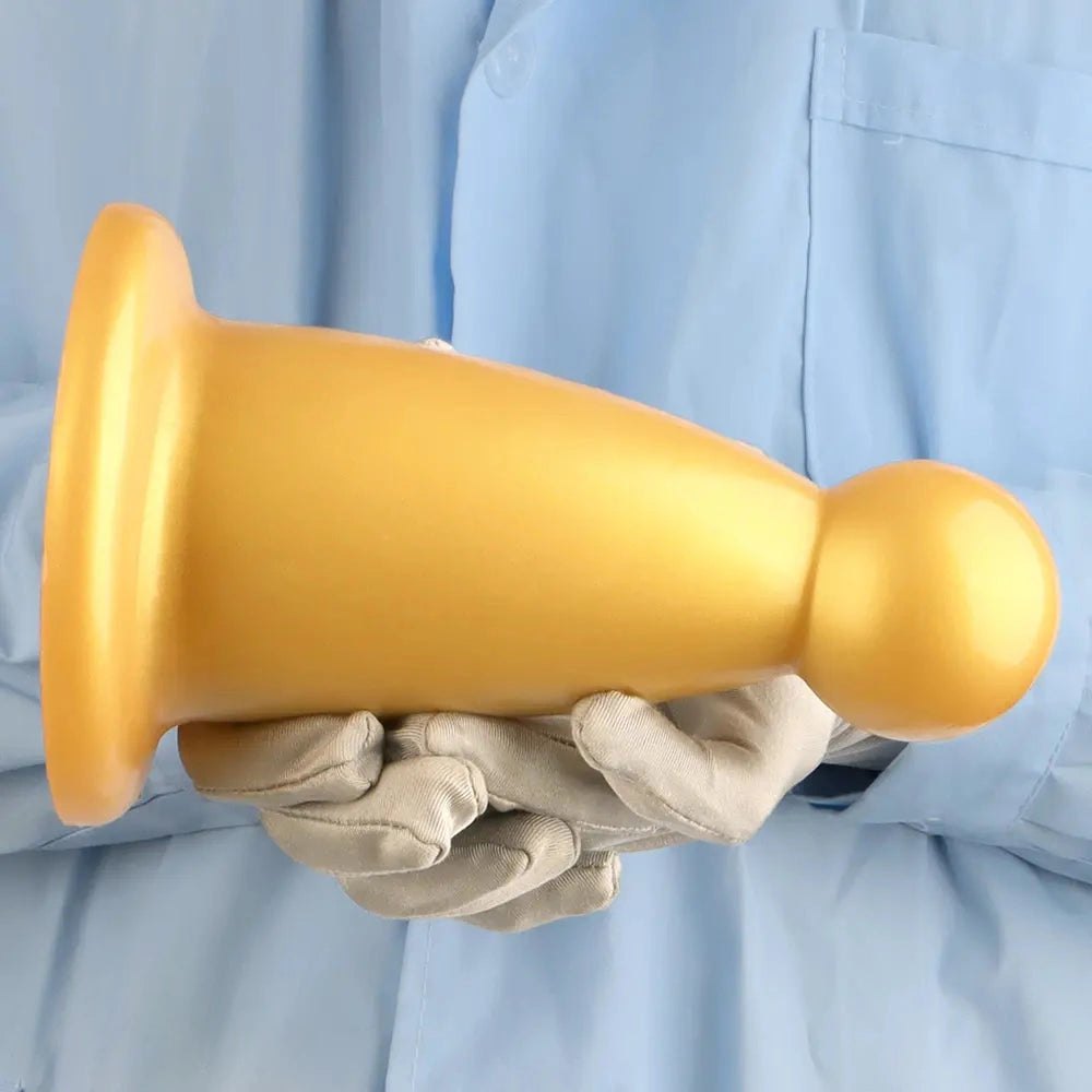Gold ball-top silicone butt plug, photo 15