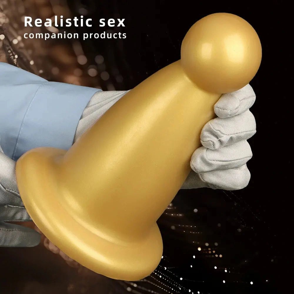 Gold ball-top silicone butt plug, photo 4
