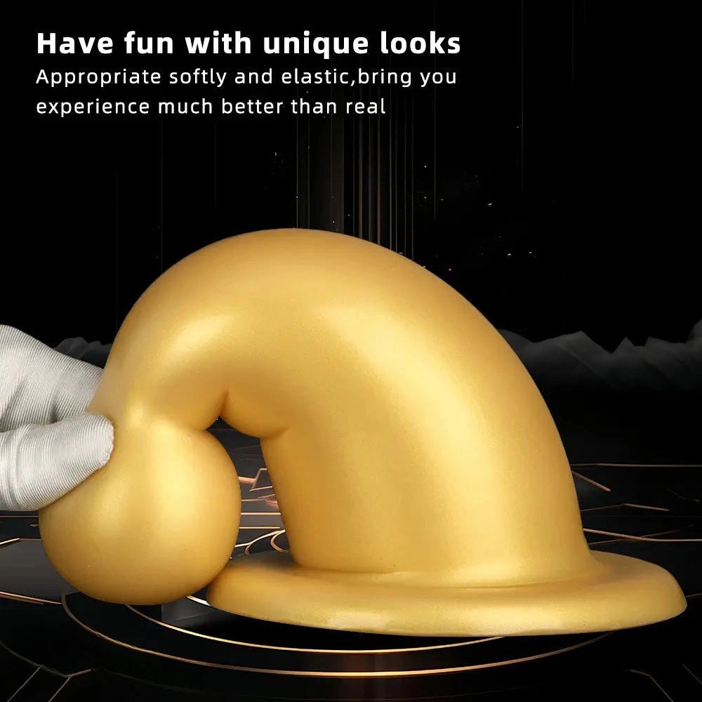 Gold ball-top silicone butt plug, photo 5