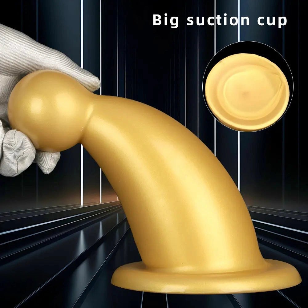 Gold ball-top silicone butt plug, photo 6