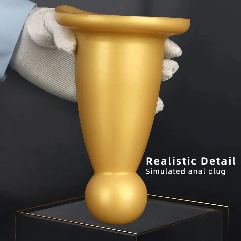 Gold ball-top silicone butt plug, photo 7