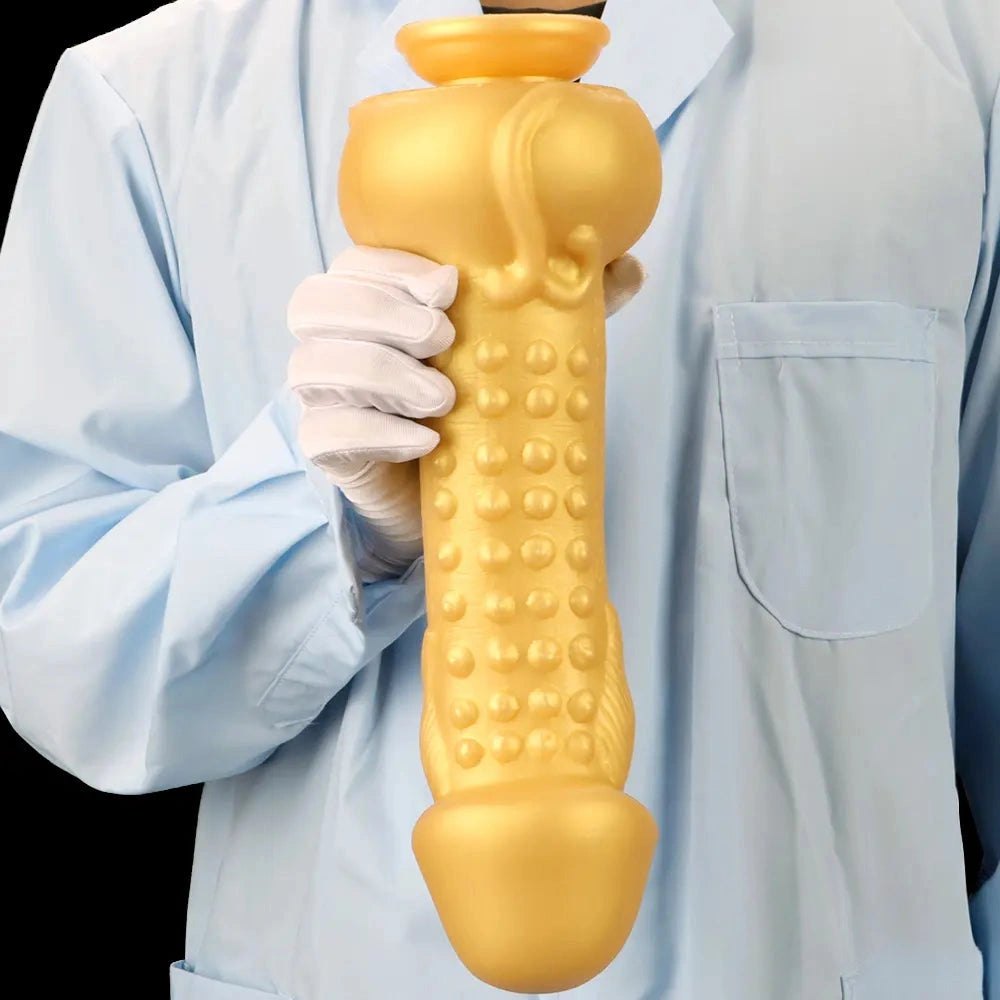 Gold bearded fantasy creature silicone dildo, photo 14