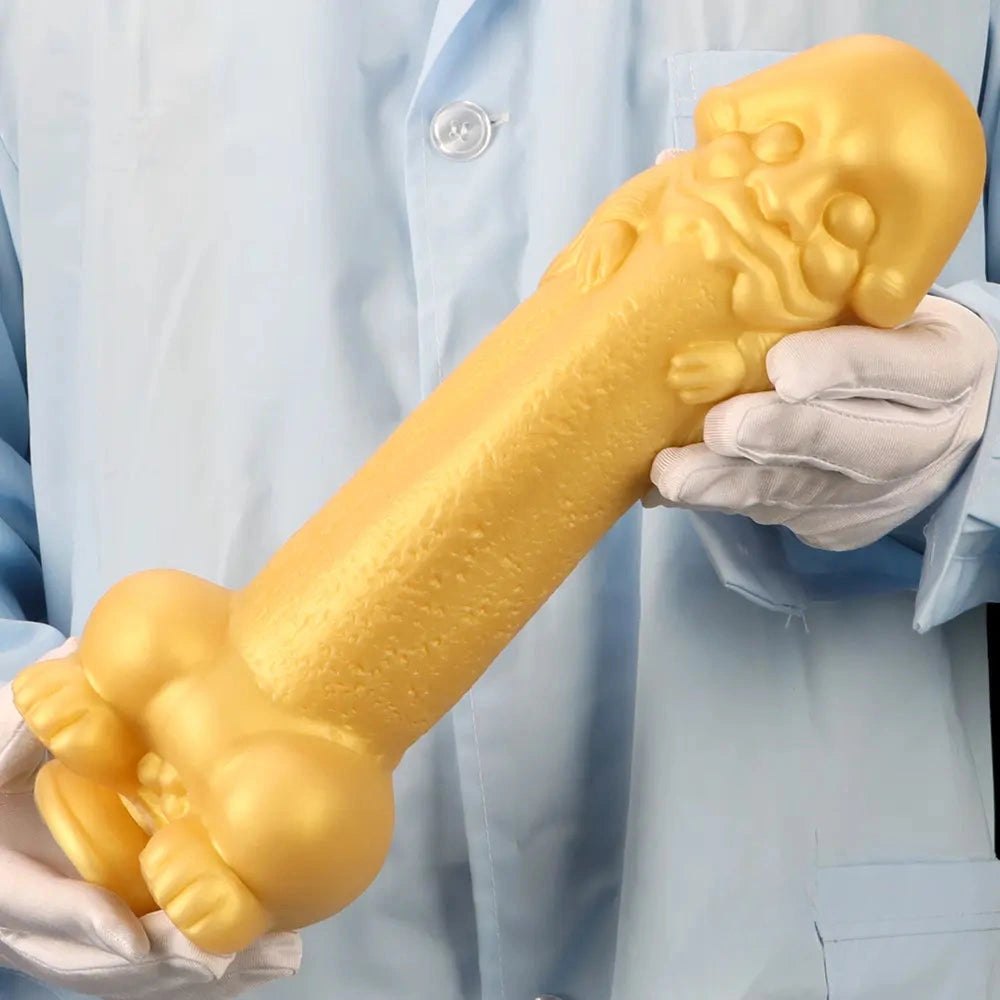Gold bearded fantasy creature silicone dildo, photo 15