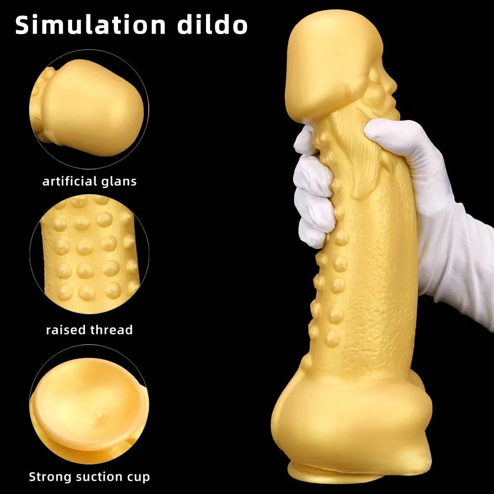 Gold bearded fantasy creature silicone dildo, photo 3