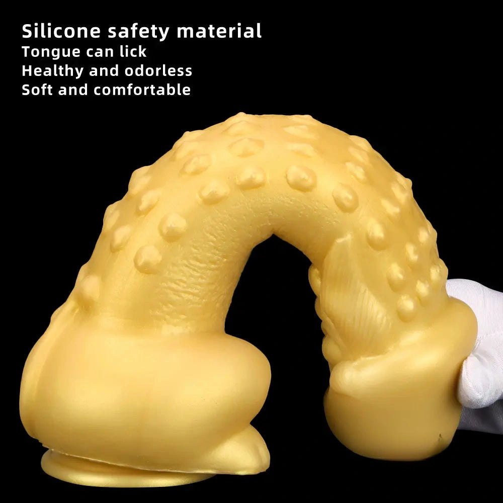 Gold bearded fantasy creature silicone dildo, photo 4