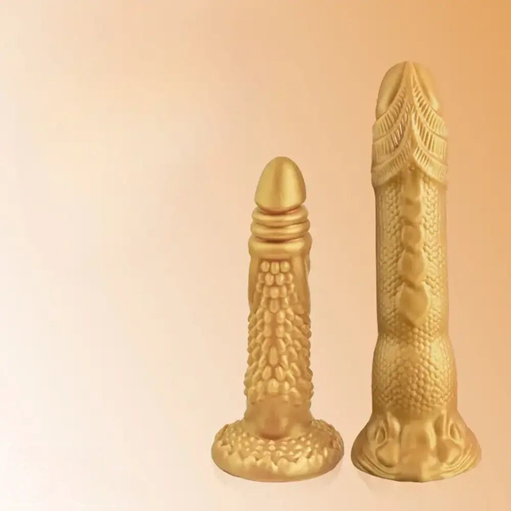 Gold dragon scale fantasy silicone dildo, photo 1