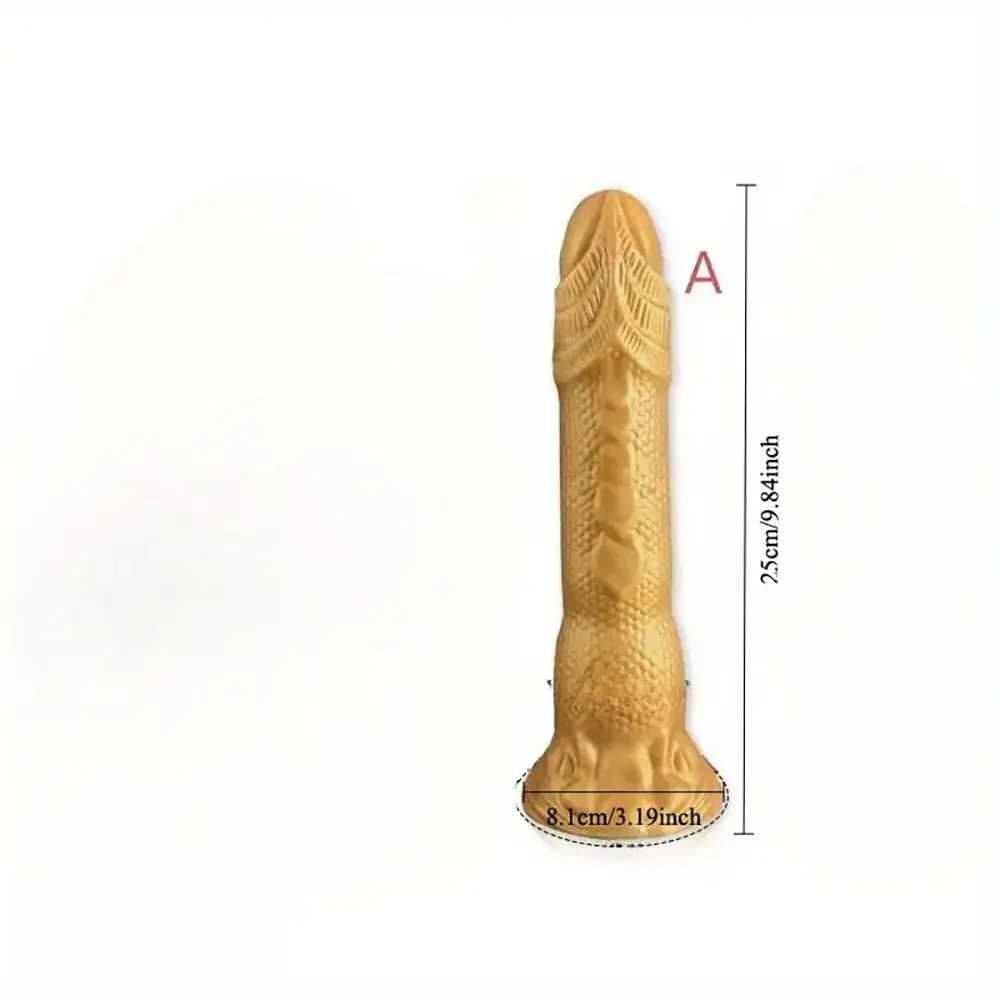 Gold dragon scale fantasy silicone dildo, photo 3