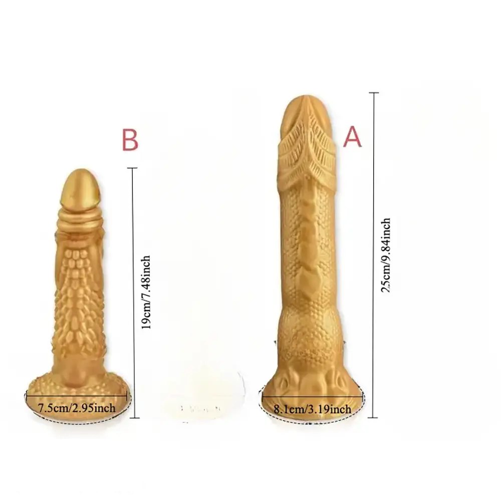 Gold dragon scale fantasy silicone dildo, photo 5