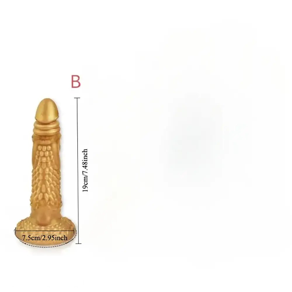 Gold dragon scale fantasy silicone dildo, photo 6