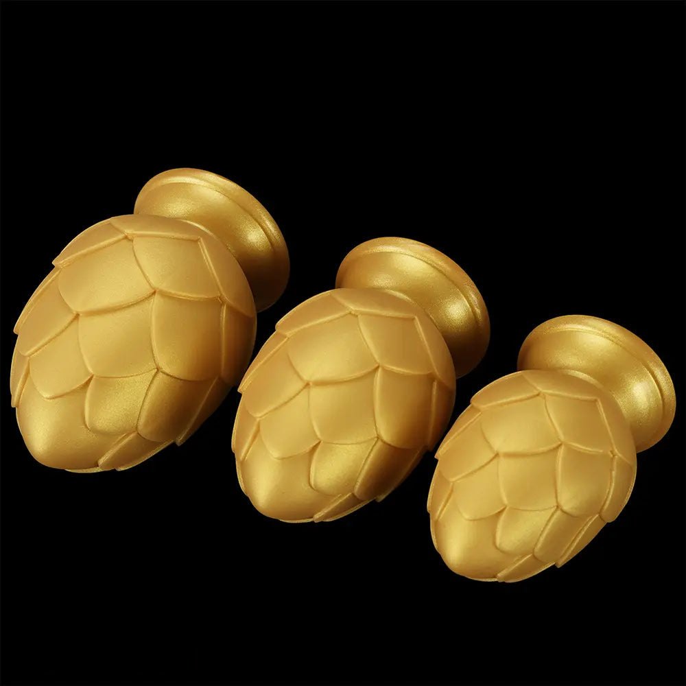 Gold textured silicone anal plug, photo 12