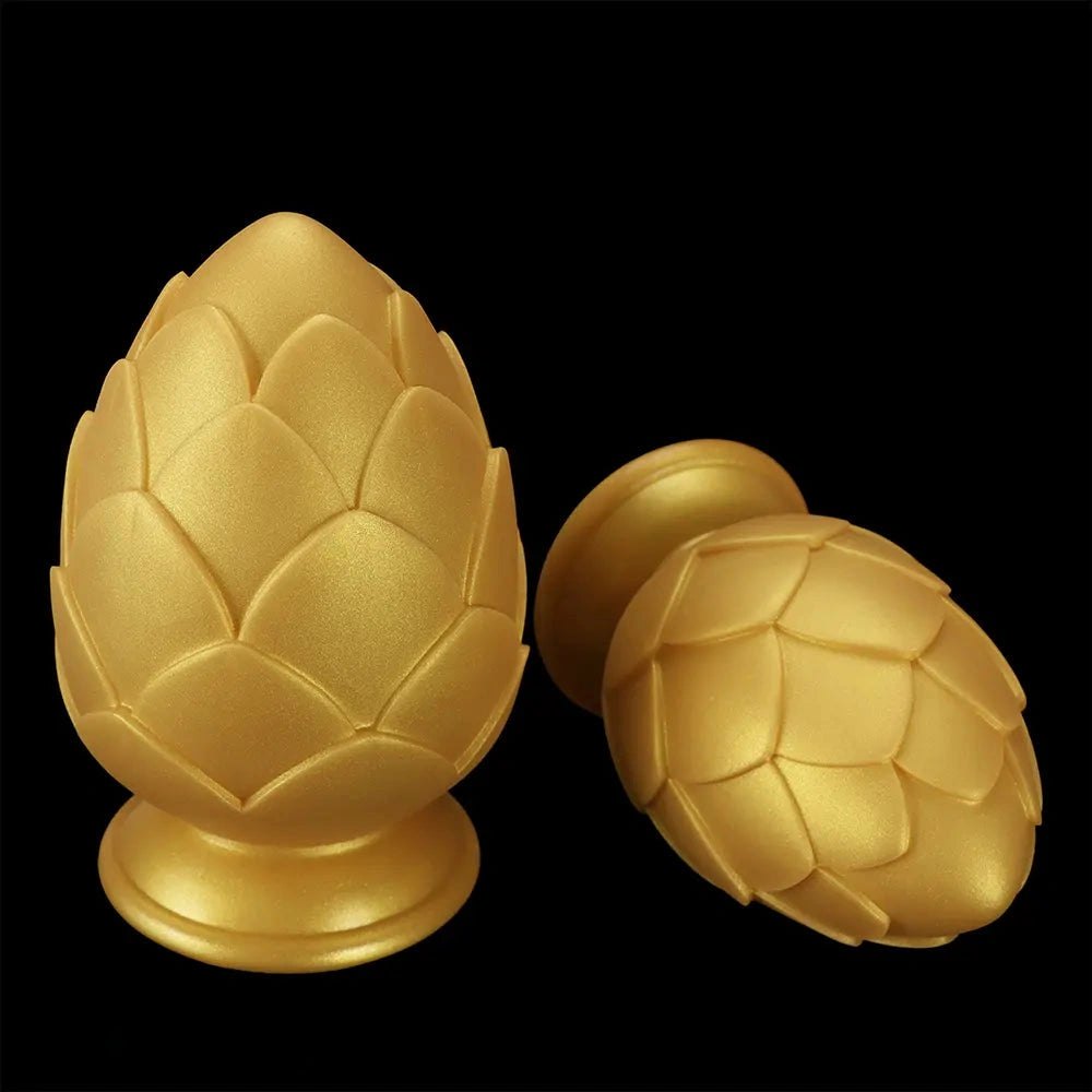 Gold textured silicone anal plug, photo 14