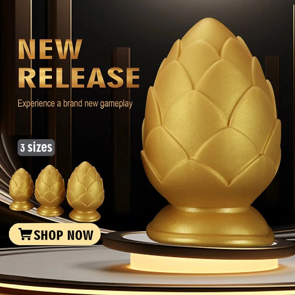 Gold textured silicone anal plug, photo 4