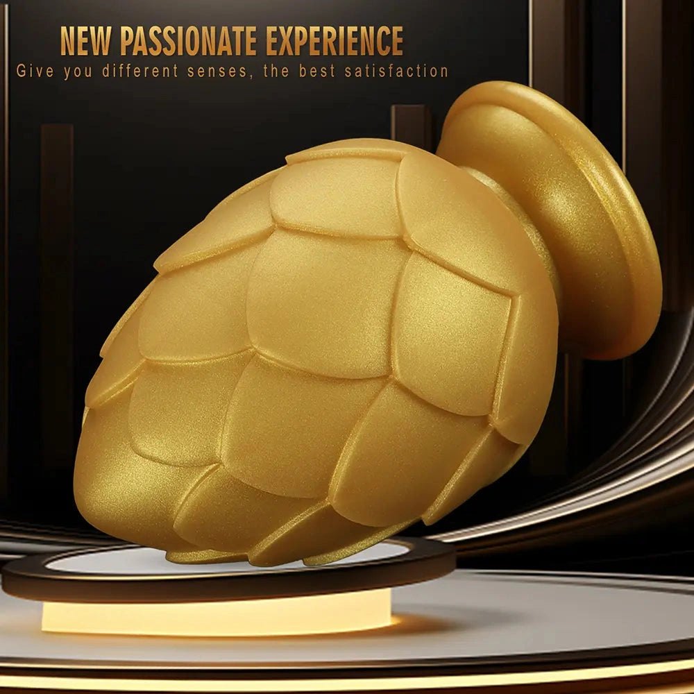 Gold textured silicone anal plug, photo 5