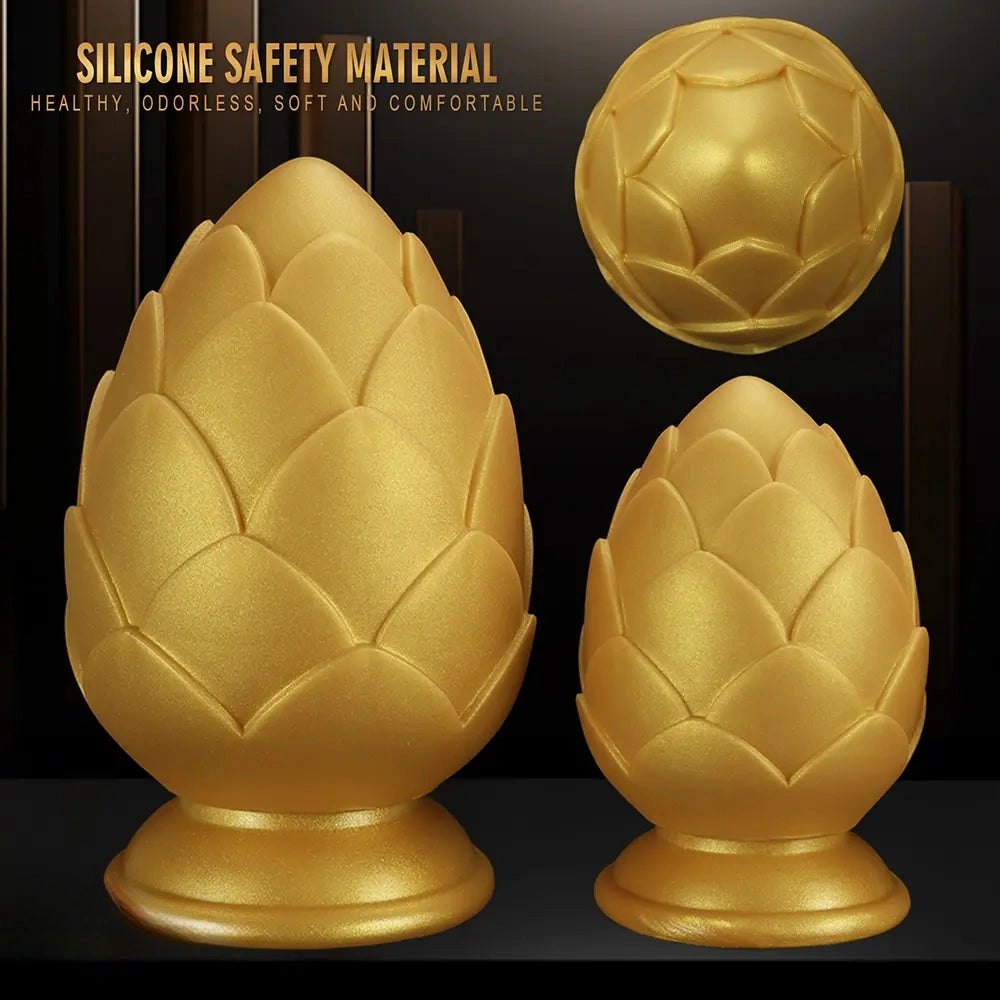 Gold textured silicone anal plug, photo 6