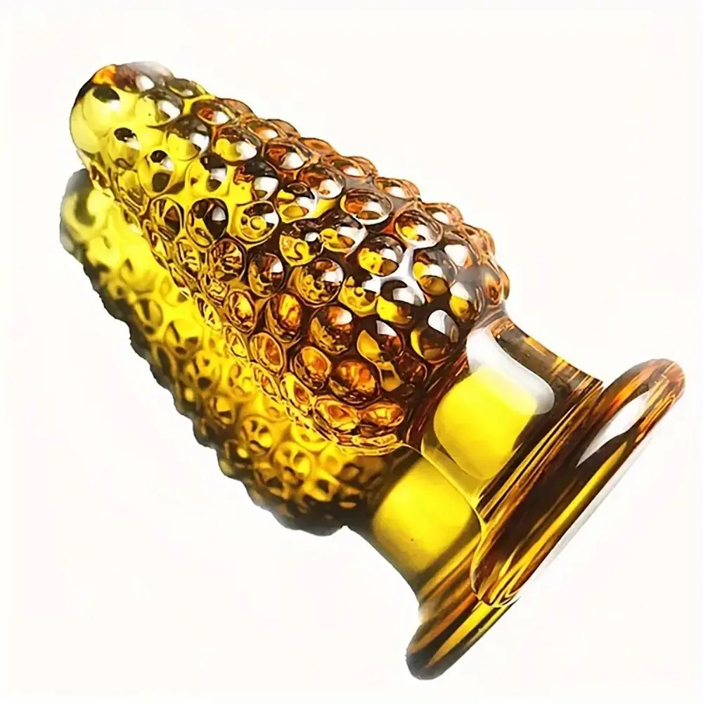 Golden glass textured anal plug, photo 10