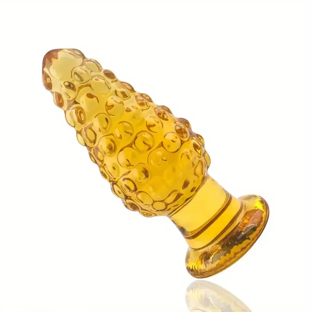 Golden glass textured anal plug, photo 2