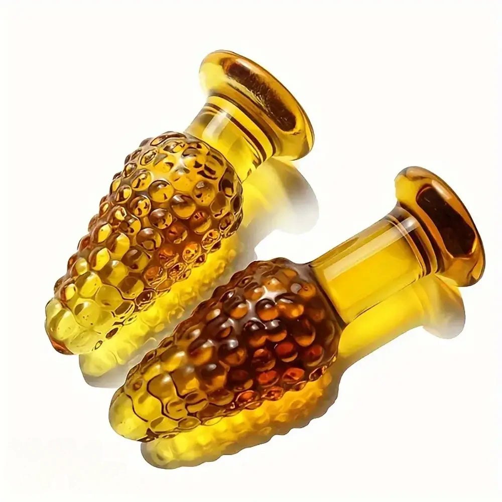 Golden glass textured anal plug, photo 3