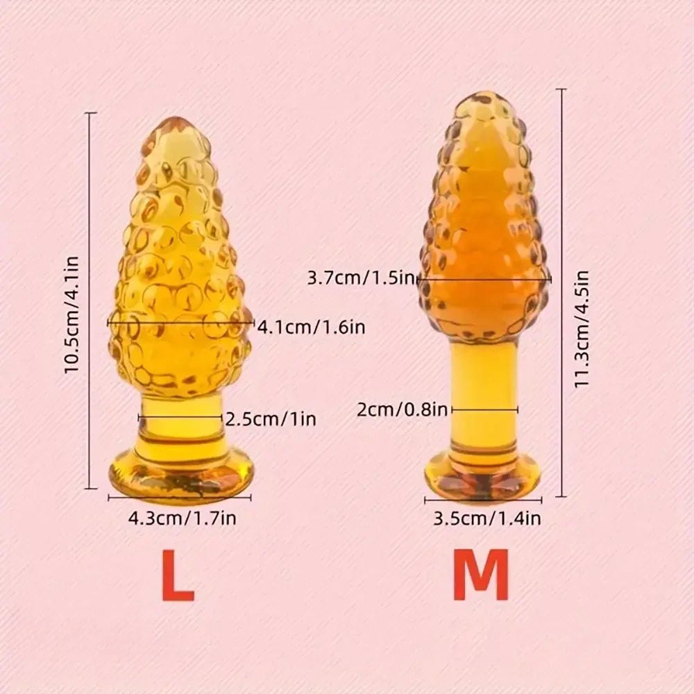 Golden glass textured anal plug, photo 4