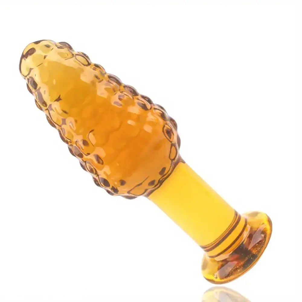 Golden glass textured anal plug, photo 6