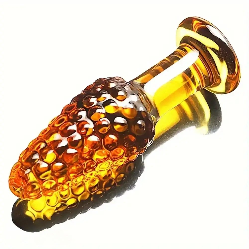 Golden glass textured anal plug, photo 8