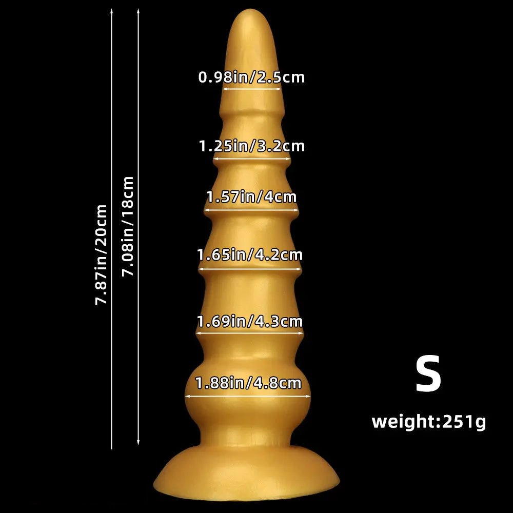 Gold graduated silicone anal plug, photo 11