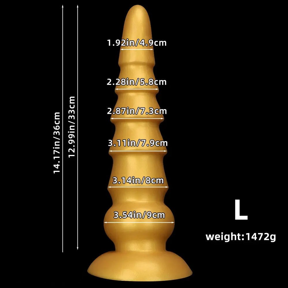 Gold graduated silicone anal plug, photo 12