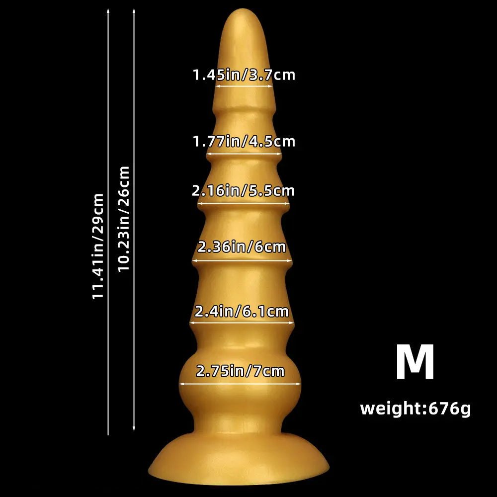Gold graduated silicone anal plug, photo 13