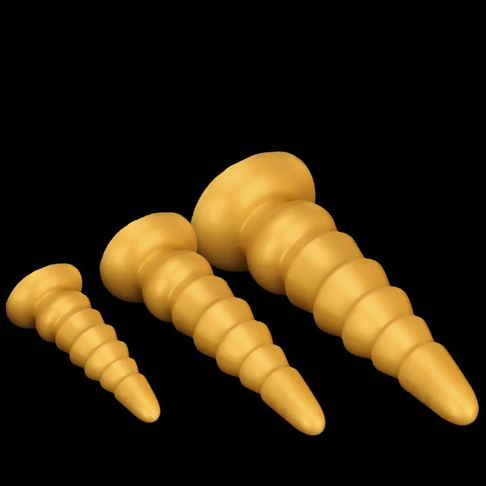 Gold graduated silicone anal plug, photo 14