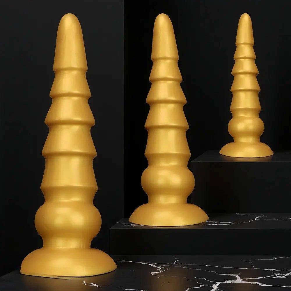 Gold graduated silicone anal plug, photo 3