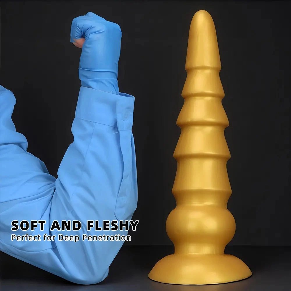 Gold graduated silicone anal plug, photo 4