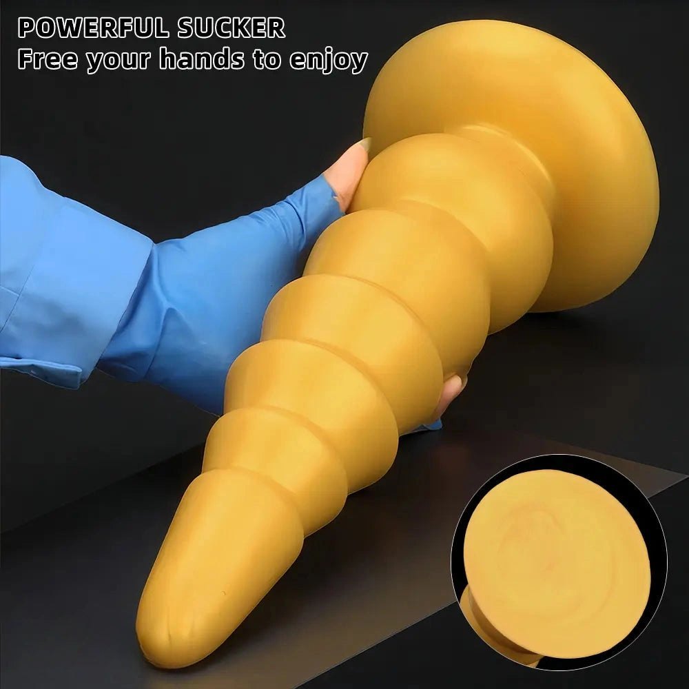 Gold graduated silicone anal plug, photo 5