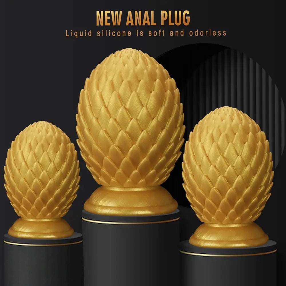Gold pinecone silicone anal plug, photo 1