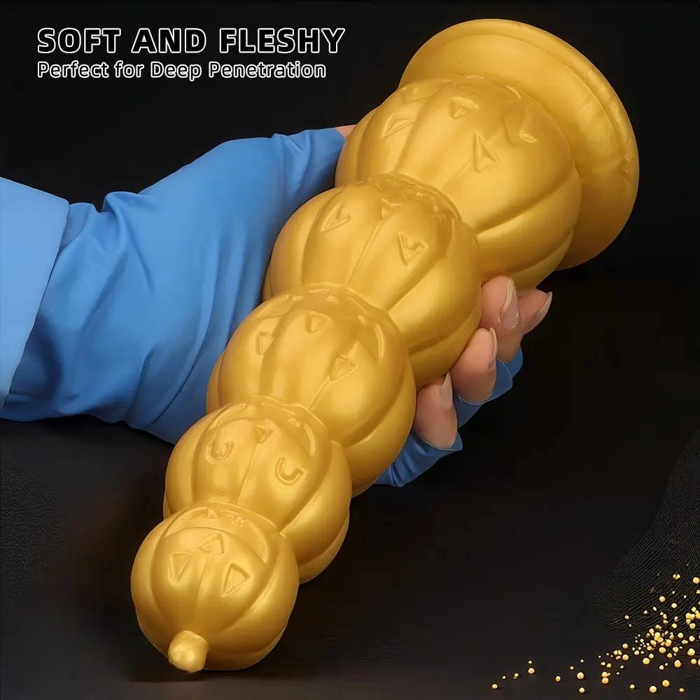 Golden pumpkin stack fantasy dildo, photo 3
